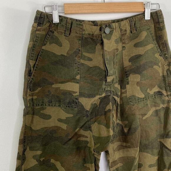 BlankNYC Womens Camo Capri Pants Size 27 Linen Blend Cropped Grunge Gorpcore - Picture 4 of 9